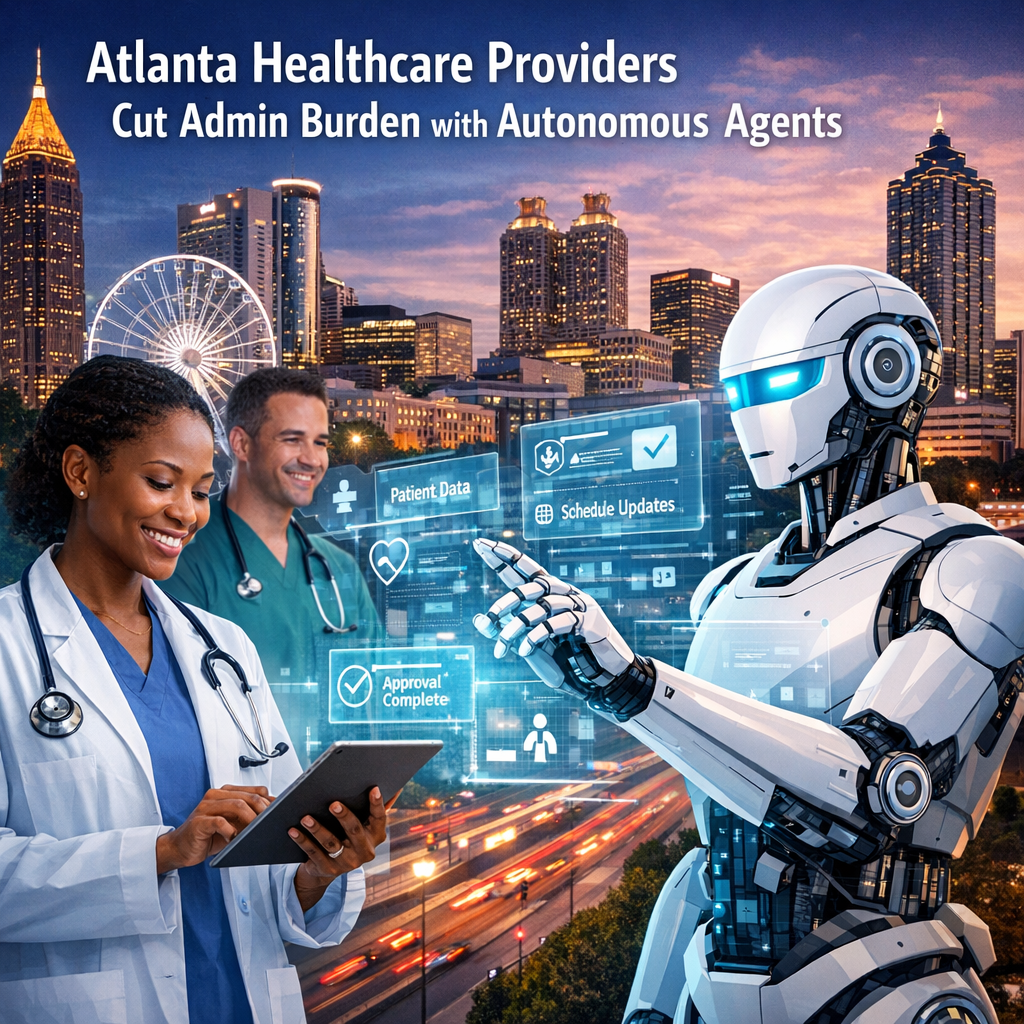 Atlanta healthcare providers using computers and technology to streamline tasks.
