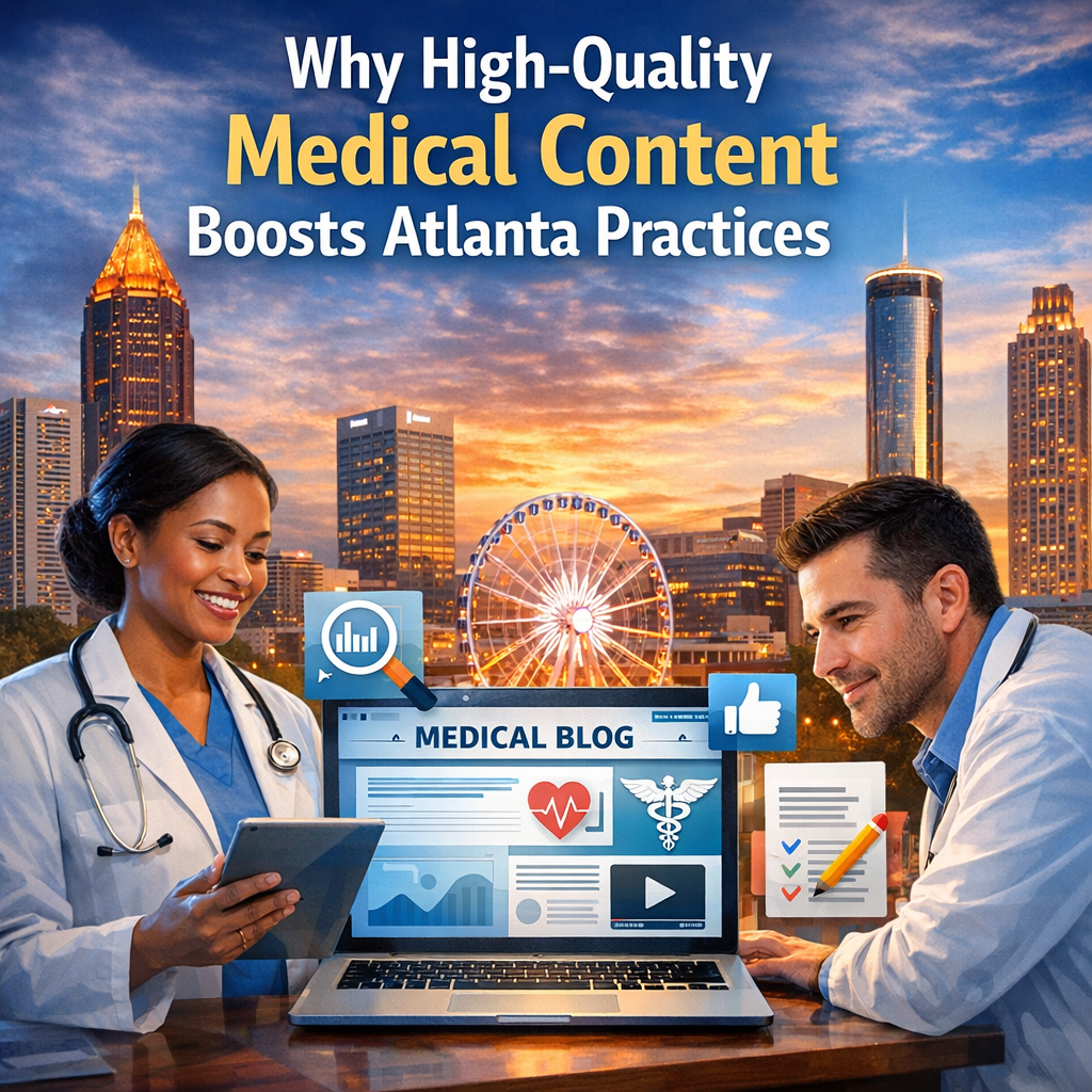 Doctors discussing medical content on a digital tablet in an Atlanta clinic.